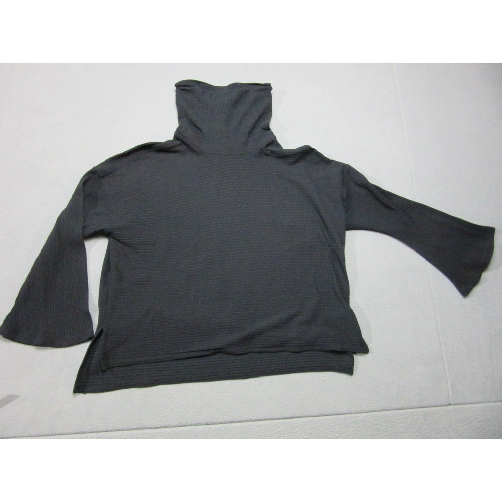Free People FP Movement Sweater Women Medium Black Ribbed Turtleneck Bell Sleeve